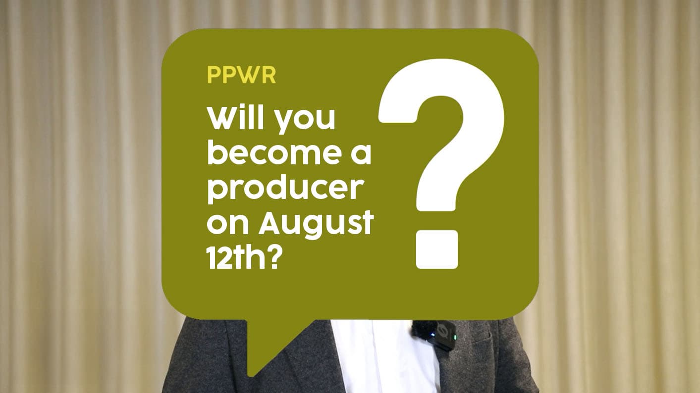 En grön pratbubbla som säger "PPWR: Blir du producent den 12 augusti?"